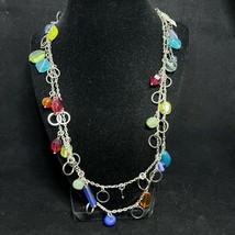 Vintage Lia Sophia Silver Tone Multi-Colored Beaded Necklace (2577) - $15.00