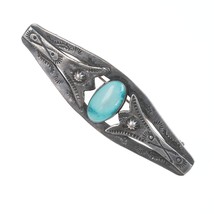 40&#39;s-50&#39;s Navajo Curio silver and turquoise pin - £138.31 GBP