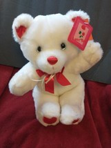 Vtg Cuddle Wit Plush White Teddy Bear 14&quot;  Sitting  Stuffed Animal Valen... - £10.22 GBP