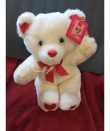 Vtg Cuddle Wit Plush White Teddy Bear 14&quot;  Sitting  Stuffed Animal Valen... - £10.11 GBP