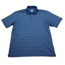 Nike Shirt Mens Large Blue Striped Polo Dri Fit Lightweight Golfing Casual - $22.75