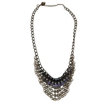 Simply Vera Wang Women&#39;s Silver &amp; Blue Chain Link Statement Necklace - $19.80