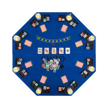 8-Player Foldable Poker Table Top with Carrying Bag-Blue - Color: Blue - $101.61