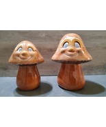 Vintage Ceramic Hand Painted Glazed Smiling Mushrooms Set 2 Garden Figur... - €68,74 EUR