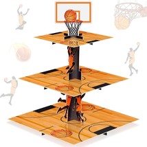 3 Tier Basketball Party Decorations Cupcake Stand Basketball Theme Party Favors  - £12.70 GBP