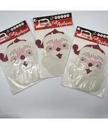 VTG 3 Walco Santa Face W/Wiggle Eyes Felt Appliqué Press-On NOS In Package - $15.00