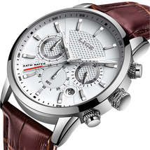 2022 New Mens Watches LIGE Top Brand Leather Chronograph Waterproof Sport Automa - £36.05 GBP+