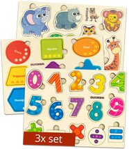 QUOKKA Toddler Puzzles Ages 2-4  Wooden Puzzles for Kids 1-3-5 Year Old  Learn - £16.51 GBP