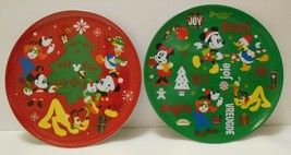 Disney Store Mickey Mouse &amp; Friends Christmas Plates 8&quot; Melamine Lot Of 2 - £23.55 GBP