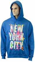 New York Splash Design Paint Splatter Hoodie TURQUOISE New York City Swe... - $33.99