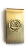 Circle Triangle Unity Service Recovery AA Logo Brass Sobriety Money Clip - £5.58 GBP