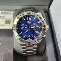 USED Tag Heuer Formula 1 Chronograph Blue Dial Silver Bezel Mens Watch 43mm - £639.48 GBP
