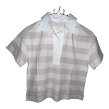 Everlane Purple And White Striped Short Sleeve The Retro Jersey Polo Shirt S NWT - $16.53