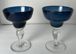 Blown Bubble Margarita Glasses Drinks Bar Barware Home Lot Of 2 EUC - £14.55 GBP