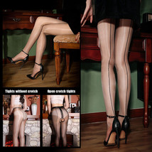 Sexy Oil Shiny Back Lined Pantyhose Sheer Glossy Tights Open/Close Crotch - $10.86