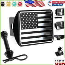 Patriotic Black &amp; Chrome Trailer Hitch Cover for 2&quot; Receivers - USA Flag... - $69.92 CAD