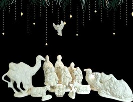 Vtg Ceramic Traditional 15pc Nativity Set Grey Tone Crazing 1987 G. Cox - £50.19 GBP