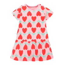 NEW Valentine&#39;s Day Heart Flower Girls Pink Short Sleeve Dress - $6.49