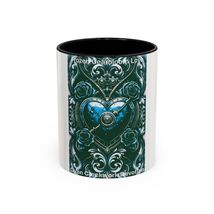 Teal Steampunk Locked Heart Mug Ornate Floral Gear Roses 11oz or 15oz - $18.79+