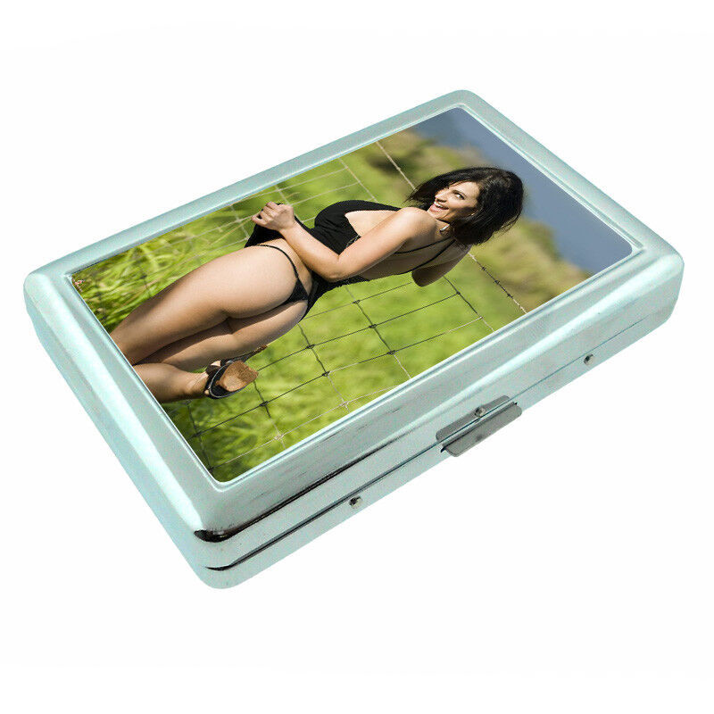 Norwegian Pin Up Girls D9 Silver Metal Cigarette Case RFID Protection Wallet