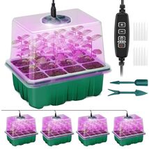 4-Pack Seed Starter Tray with Full Spectrum LED Lights &amp; Adjustable Brig... - $40.54