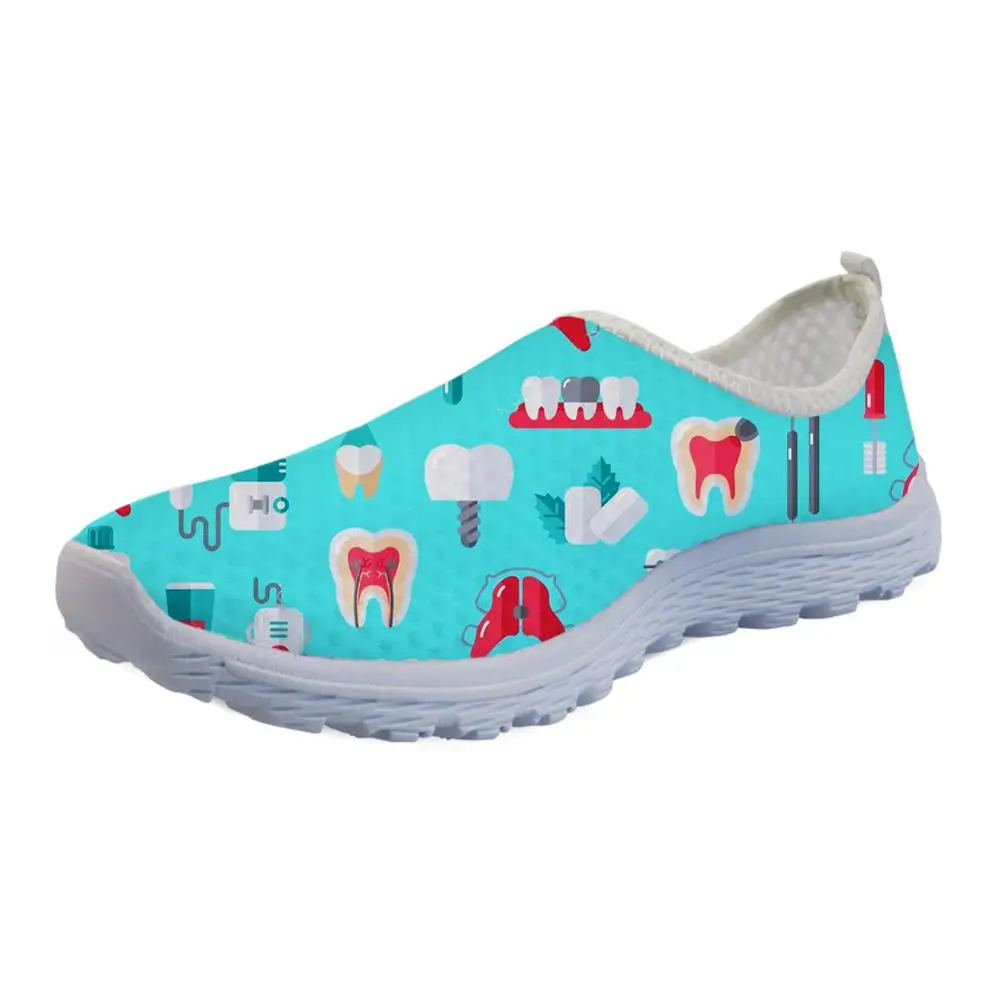 INSTANTARTS Dentist Shoes Women&#39;s Flats  Dental Nurse Print Breath  Comfort Snea - £130.57 GBP