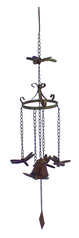 Rustic Cast Iron Cottage Garden Dragonfly New Beginnings Quaint Bell Win... - $28.99