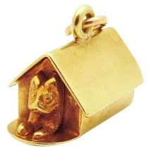 Rare Vintage 14K Gold Sloan &amp; Co Pug Dog in Doghouse Charm - £355.78 GBP