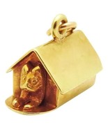 Rare Vintage 14K Gold Sloan &amp; Co Pug Dog in Doghouse Charm - £353.13 GBP