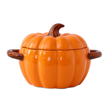 Dutch Oven Pot with Lid, Pumpkin Pottery Dessert Saucepan, Mini Baking D... - $31.87