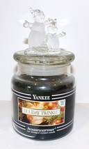 Htf Yankee Candle Holiday Twinkle Black 14.5 Oz Jar Candle With Snowman Topper - £38.29 GBP