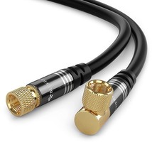 Rg6 Coaxial Cable (50Ft, 90 Angled To Straight Male F Type Connector Pin, Gold P - £32.25 GBP