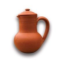 Handmade Terracotta Clay Classic Water jug 2 Liter (Clay jug with lid) - £19.70 GBP