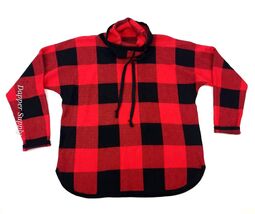 Adrienne Vittadini L Buffalo Check Pullover Sweater Red Black Outdoors R... - $25.99