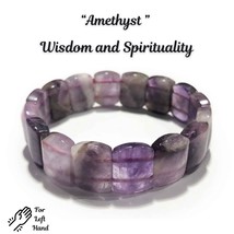 Amethyst Crystal Bracelet - Rectangle Gemstone Beads - Natural Gemstone ... - $450.00