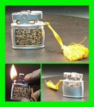 Unique Vintage Petite Ornate Petrol Lighter With Tassel - In Working Condition  - £27.23 GBP