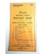 NOS Sealed Vtg 1950s Crams Modern Series Pocket Map Mediterranean &amp; Near... - $21.56 CAD
