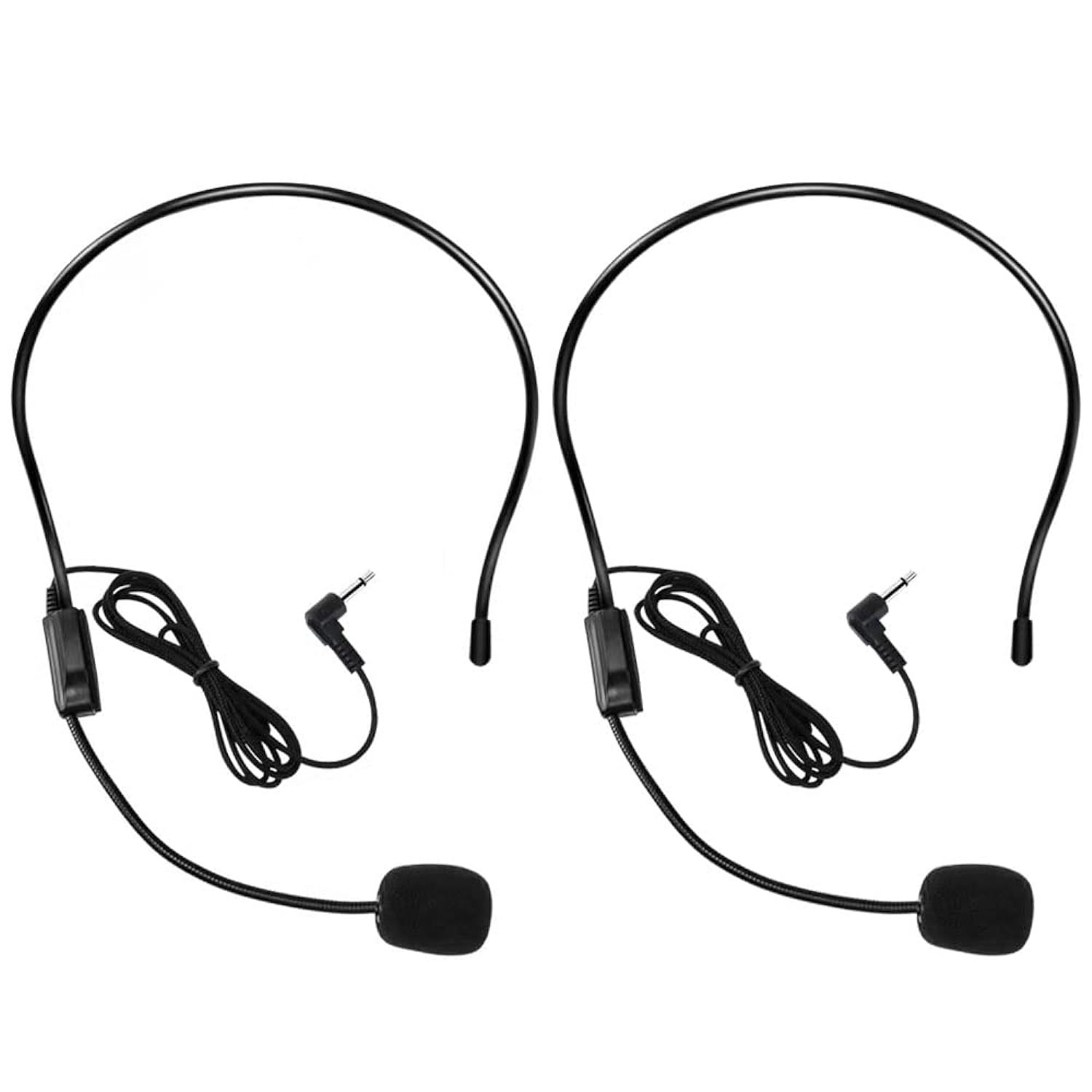 2Pcs Microphone Headset Mic, Flexible Wired Boom For Voice Amplifier, 3.5Mm Conn