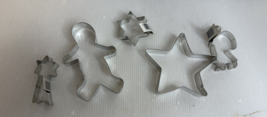 SET OF 5 SILVERTONE METAL CHRISTMAS COOKIE CUTTERS - €6,50 EUR