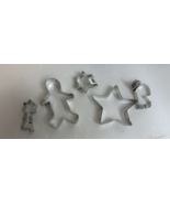 SET OF 5 SILVERTONE METAL CHRISTMAS COOKIE CUTTERS - €6,50 EUR
