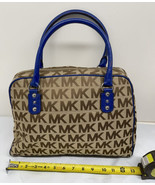 Michael Kors Signature Dome Satchel Purse With Blue Handles/Cross Body S... - £100.63 GBP