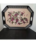 Vintage Maxey Metal Serving Tray 20" Folk Art Fruit Toleware Mid Century... - $49.15