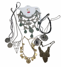 Lot of Statement Necklaces Vintage to Mod Bohemian Metal Boho Retro Bib pendant - £30.06 GBP