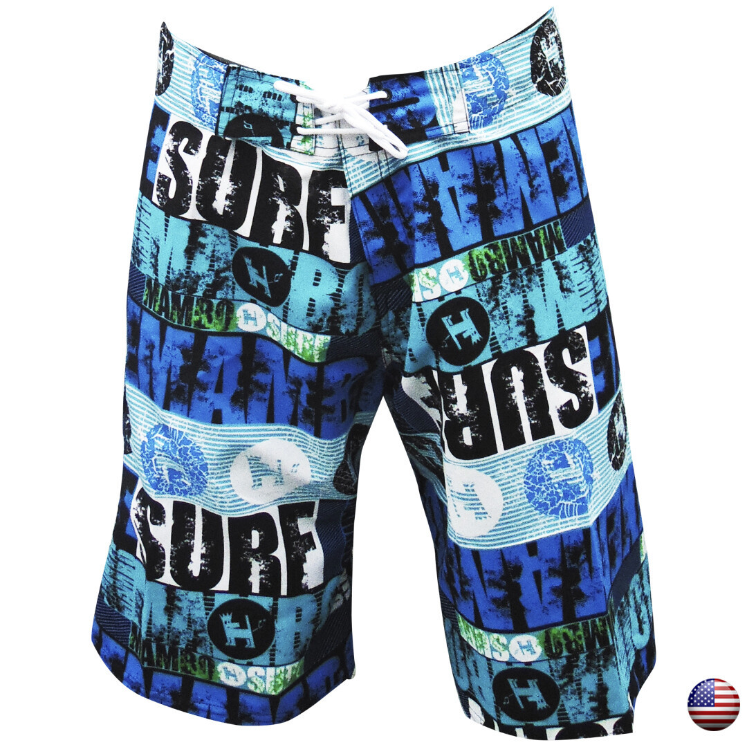 NWT STRIPED LETTER SUMMER SURF SPORT MEN&#39;S SWIMWEAR TRUNKS SLIM FIT BOAR... - $7.64