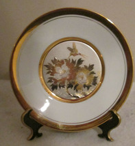 LAL Chokin Art Collection 24KT Gold Rim 6&quot; Plate With Hummingbird Signed - £23.06 GBP