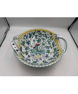 Deruta Italian Pottery GREEN ROOSTER 13&quot; Handled Serving Bowl - $328.07 CAD