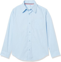 Boys Expandable Collar Button Down Dress Shirt with Long Sleeves Size 20 Blue - £7.49 GBP