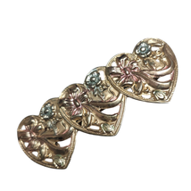 Vintage 1980s Hair Clip Barrette Art Deco Hearts - $16.40