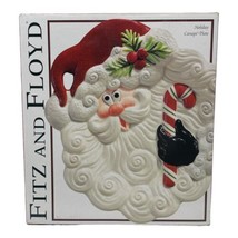 2003 Fitz Floyd Holiday Essentials Christmas Canape Plate Santa With Candy Cane - $24.31
