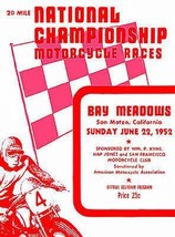 1952 National Championship Motorcycle Races - Promotional Advertising Po... - £26.31 GBP
